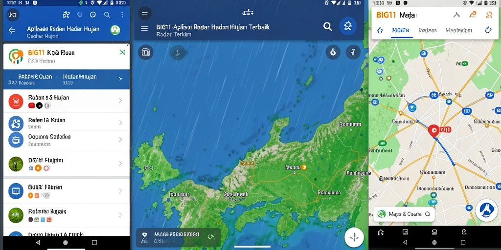 Tampilan antarmuka aplikasi Radar Hujan BIG11 yang informatif.