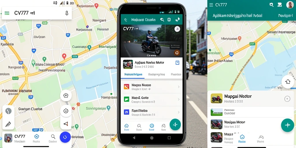 Antarmuka aplikasi CV777 yang sederhana dan informatif untuk navigasi motor.