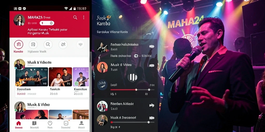 Tangkapan layar MAHA24 menampilkan antarmuka aplikasi Karaoke yang menarik.