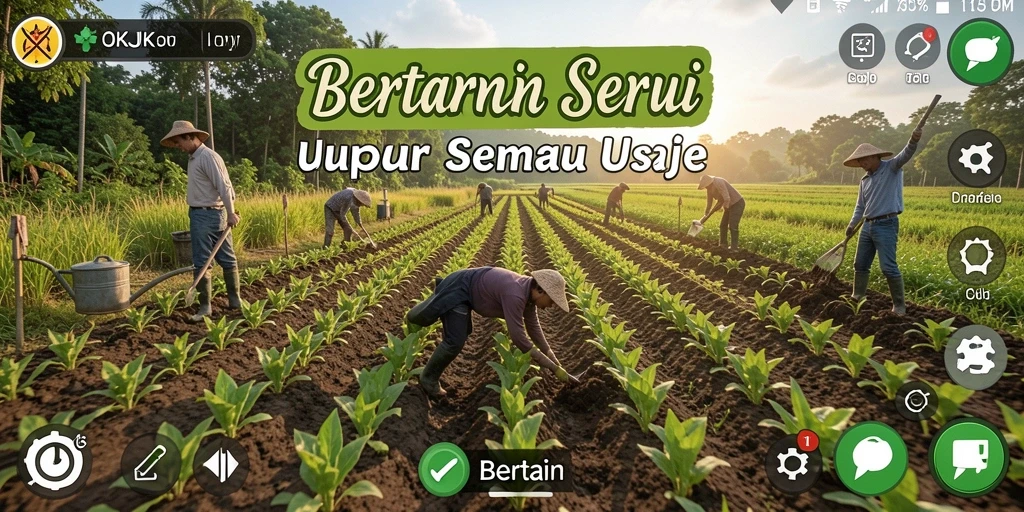 Antarmuka permainan bertani yang menarik dan interaktif.